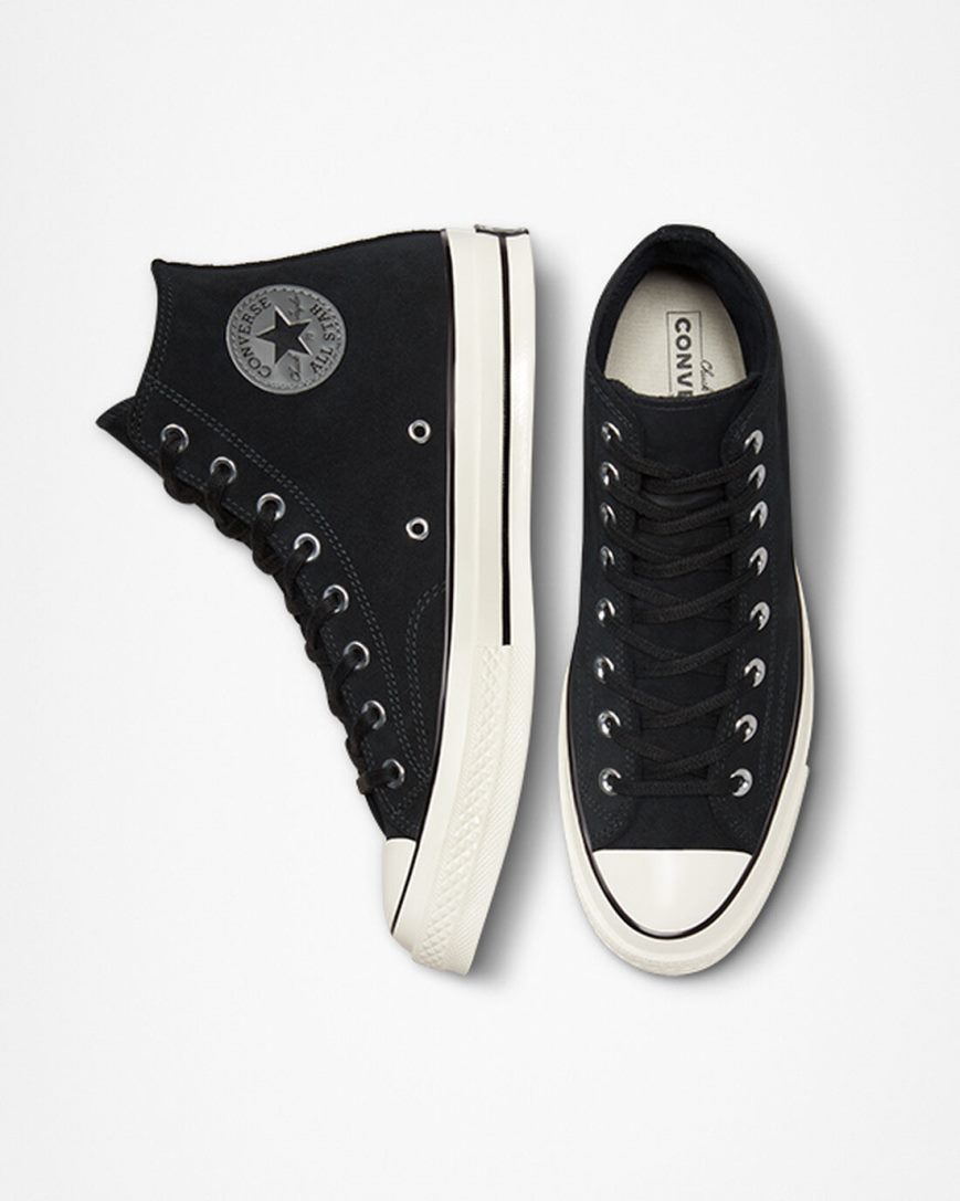 Tenisi Inalti Barbati Converse Chuck 70 Piele Intoarsa Negrii | RO EOKZS356